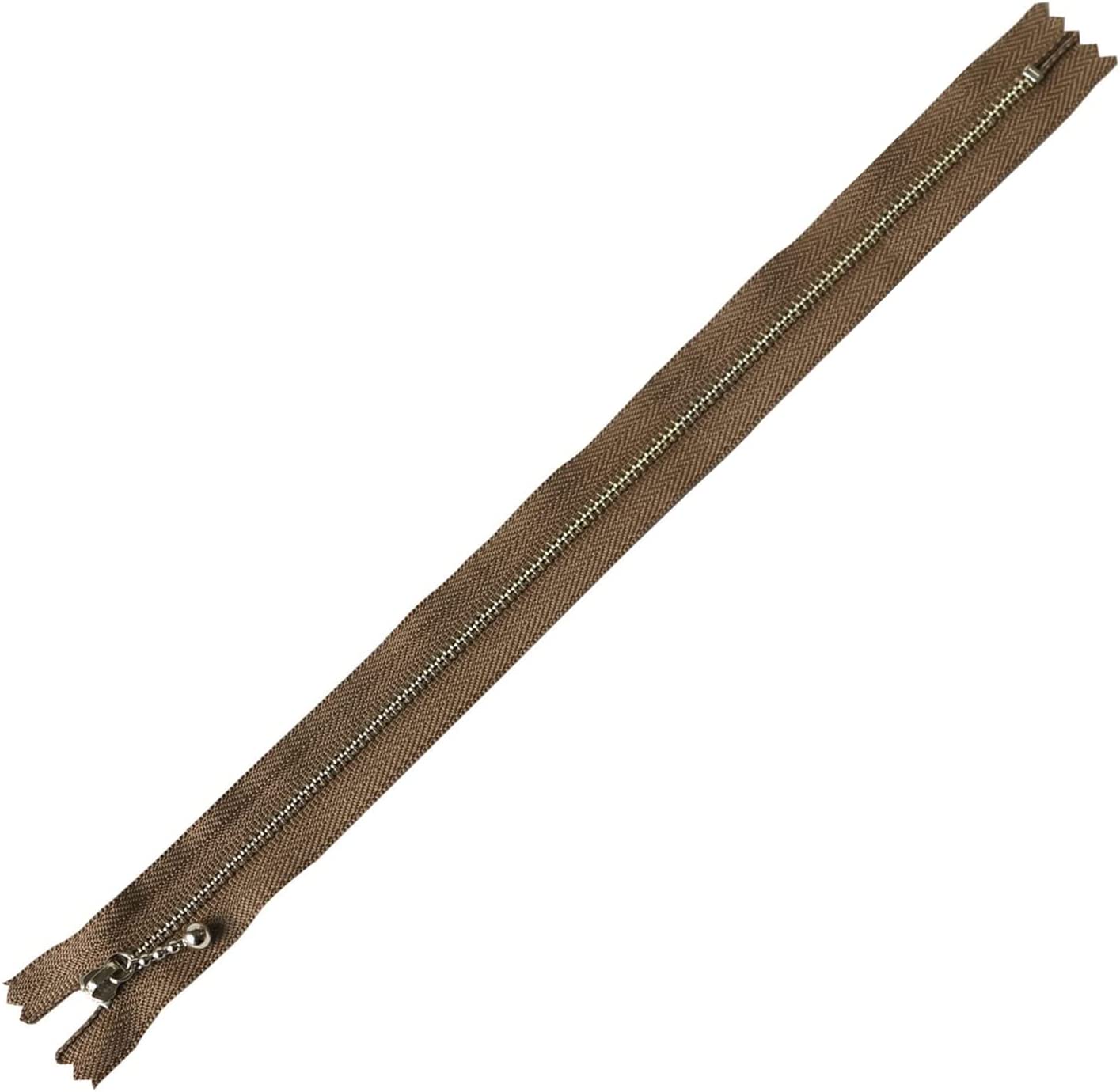 日本紐釦貿易 Y.K.K 玉付きファスナーシルバー 35cm col.563 薄茶 10本入り 3N35-563 （ご注文単位1束）【直送品】