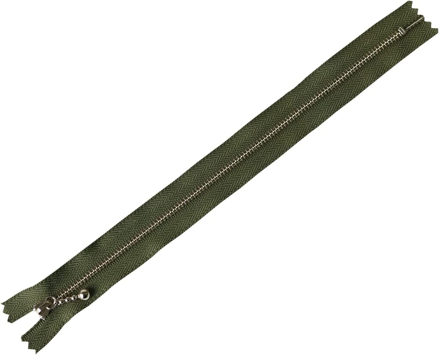 日本紐釦貿易 Y.K.K 玉付きファスナーシルバー 35cm col.566 モスグリーン 10本入り 3N35-566 （ご注文単位1束）【直送品】
