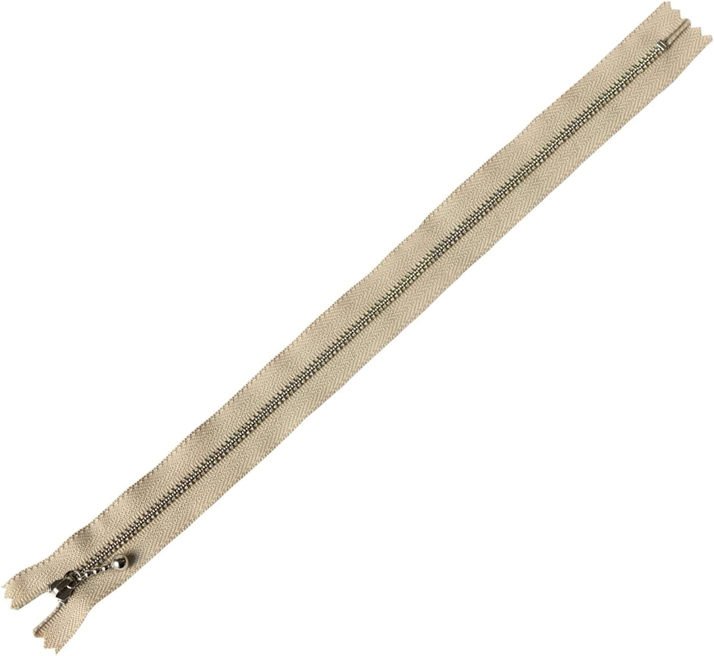 日本紐釦貿易 Y.K.K 玉付きファスナーシルバー 35cm col.572 ベージュ 10本入り 3N35-572 （ご注文単位1束）【直送品】