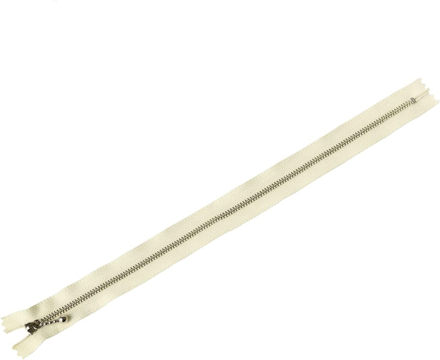 日本紐釦貿易 Y.K.K 玉付きファスナーシルバー 35cm col.801 生成り 10本入り 3N35-801 （ご注文単位1束）【直送品】