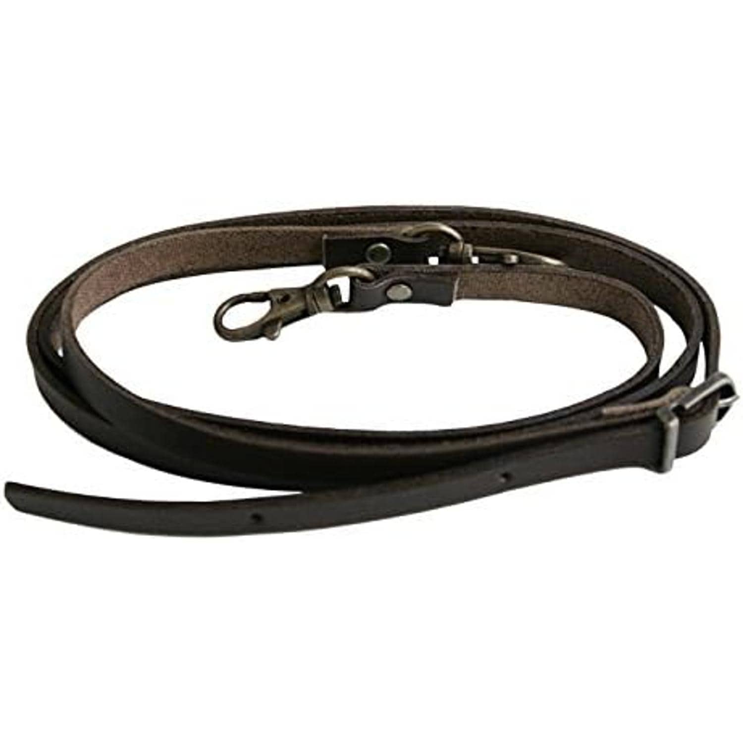 日本紐釦貿易 本革持ち手 アジャスター付 ショルダー 1本入り 10mm巾×全長120cm 焦茶 MAW5-C (ご注文単位1本)【直送品】