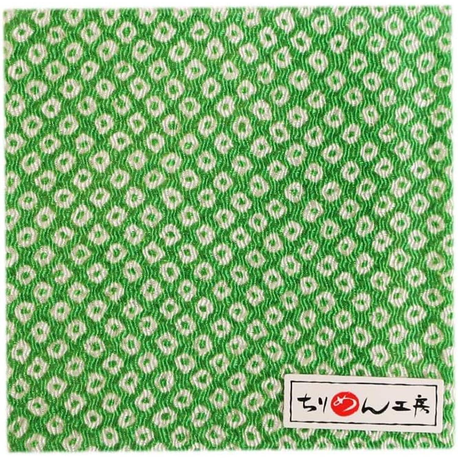 日本紐釦貿易 ちりめんカット 友禅 約23×33cm 鹿子柄 緑 Y020-13 (ご注文単位1枚)【直送品】