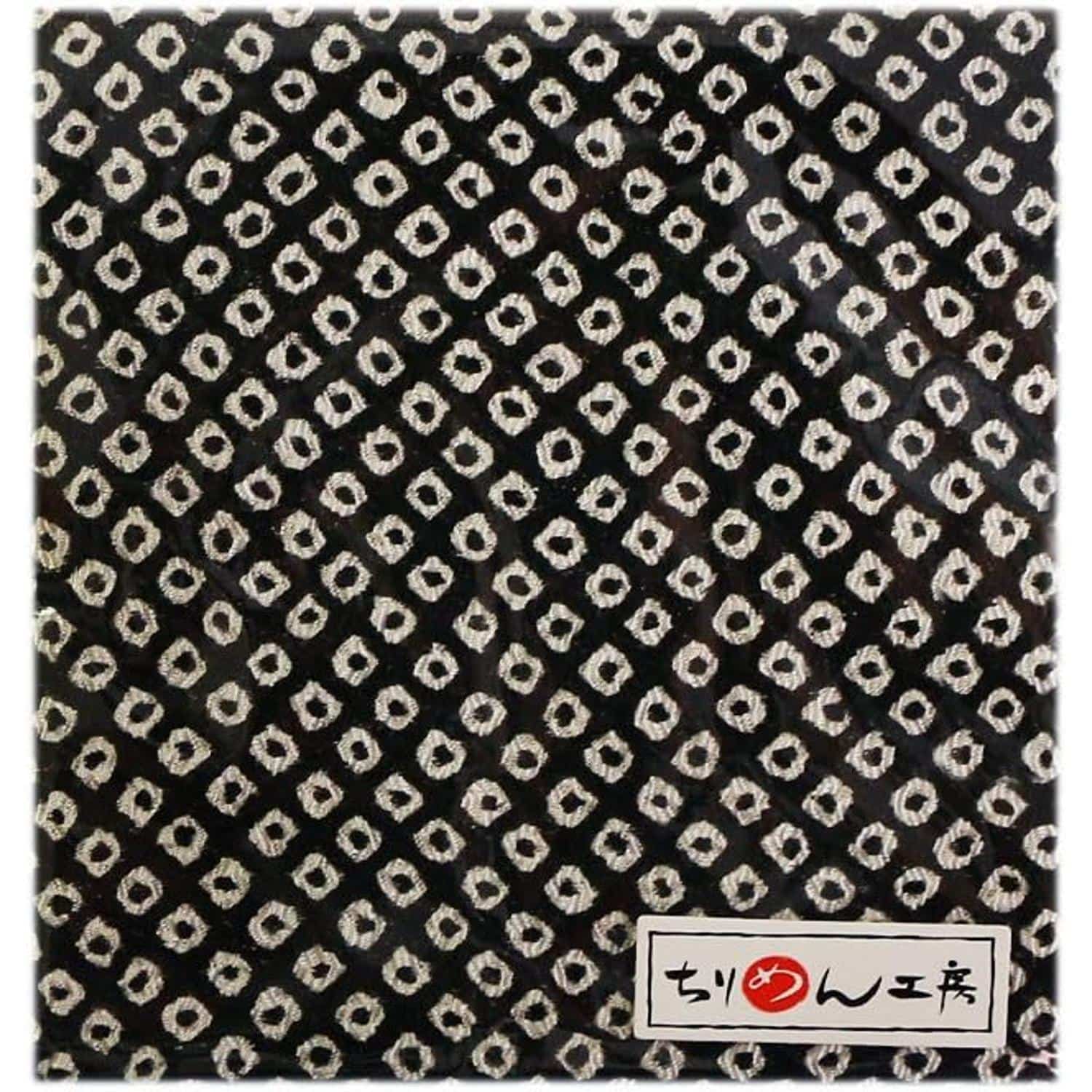 日本紐釦貿易 ちりめんカット 友禅 約23×33cm 鹿子柄 黒 Y020-17 (ご注文単位1枚)【直送品】
