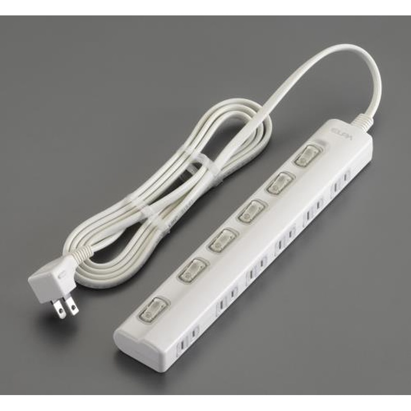 エスコ EA815GL-58A AC125V/15Ax2mタップ(6口・個別スイッチ) 1個(ご注文単位1個)【直送品】