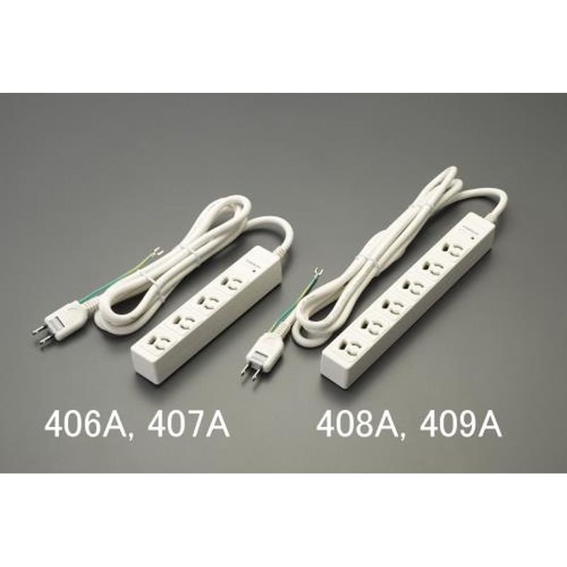 エスコ EA815GL-408A AC125V/15Ax2m/6口タップ(抜け止め・雷サージ) 1個（ご注文単位1個）【直送品】
