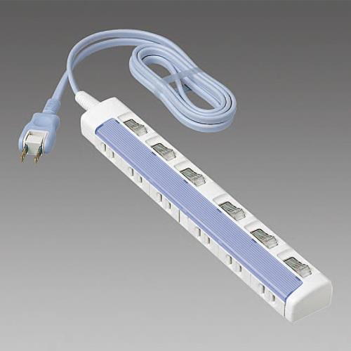 エスコ EA815GL-133A AC125V/15Ax 3m タップ(6口・個別スイッチ付) 1個 (ご注文単位1個)【直送品】