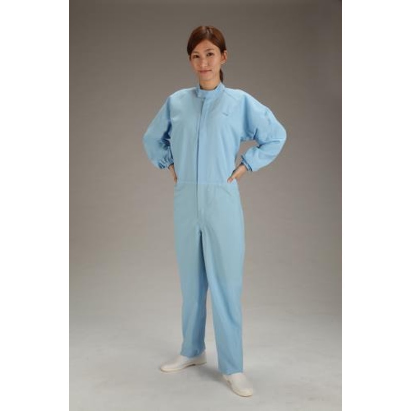 エスコ EA996DF-2[L]クリーンルーム用清涼継ぎ服(青/センターファスナー) 1個（ご注文単位1個）【直送品】