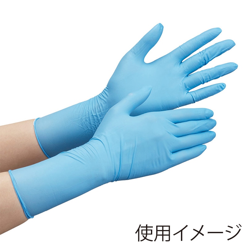 ミドリ安全 ニトリル手袋 ロング 粉なし ベルテ756H L ブルー 100枚入 4049168653 1箱（ご注文単位1箱）【直送品】