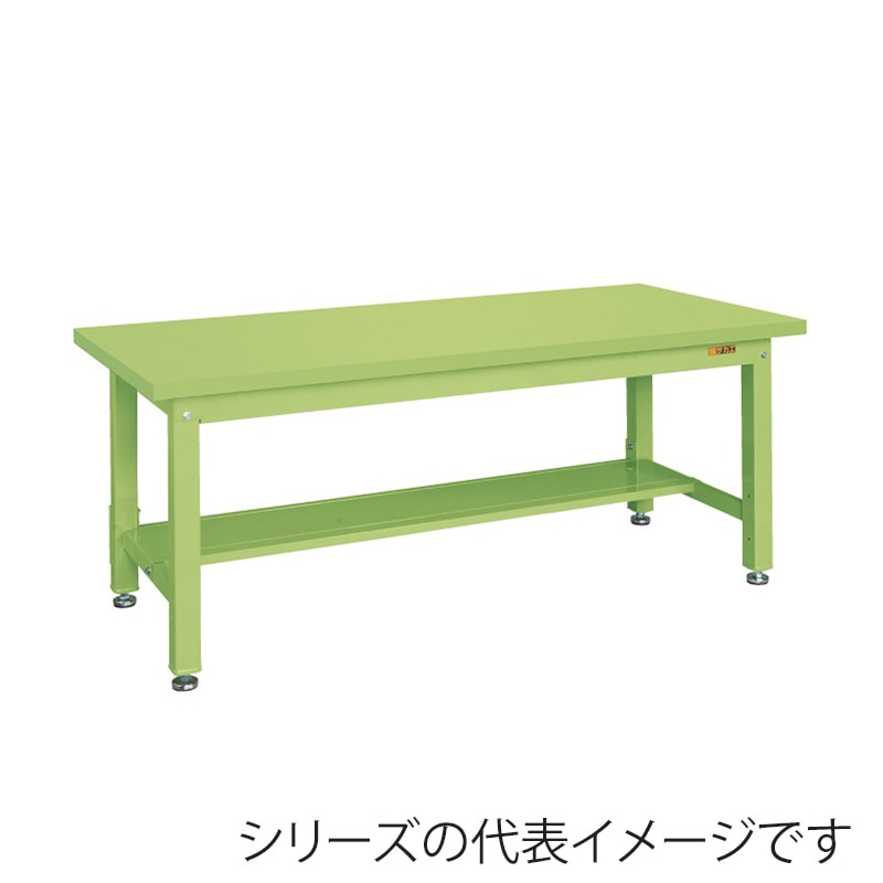 サカエ 重量作業台 KWタイプ 中板1枚付 スチール天板 グリーン KWS-188T 1台(ご注文単位1台)【直送品】