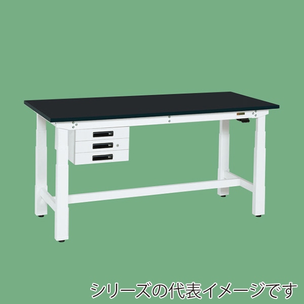 サカエ 電動昇降作業台 重量タイプ キャビネット3段付 特殊アクリル天板 ブラック/ホワイト DKN-189CCW 1台(ご注文単位1台)【直送品】