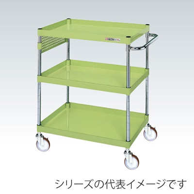サカエ CSパールワゴン 中量 3段 パンチングパネル ナイロンウレタン車 グリーン CSP-7583PNU 1台(ご注文単位1台)【直送品】