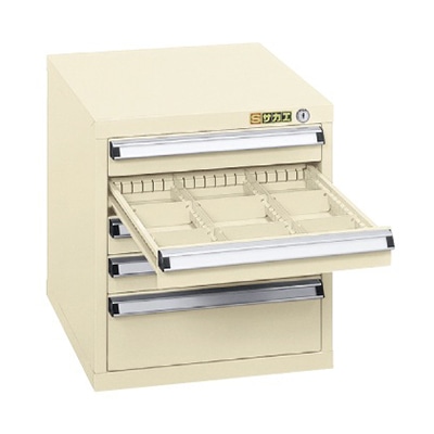 サカエ スモールキャビネット 引出し5段 アイボリー SL-45I 1台(ご注文単位1台)【直送品】