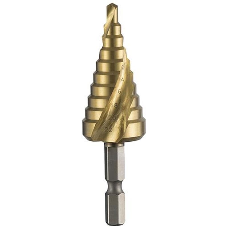 エスコ EA825GK-3 4-22mmステップドリル(1/4”六角軸・HSS) 1個(ご注文単位1個)【直送品】