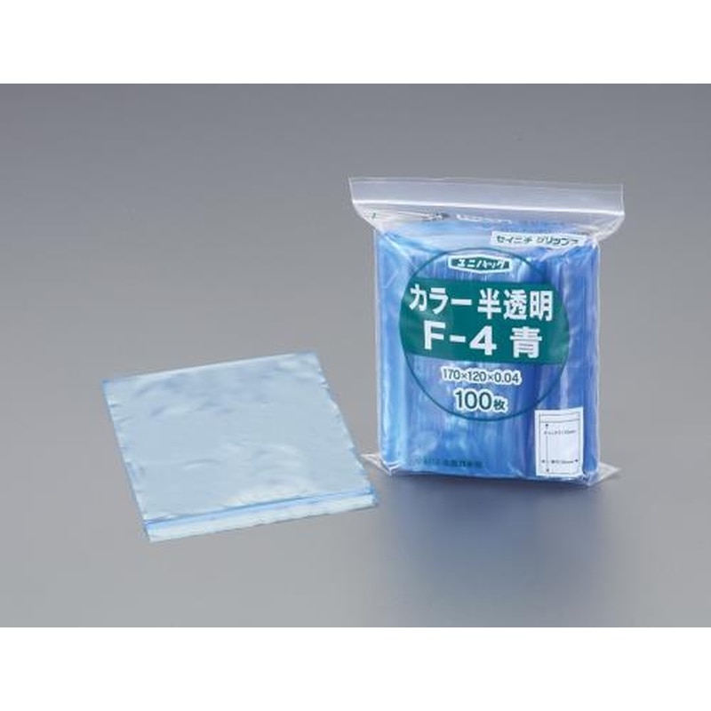 エスコ EA944C-606 120x170mmポリ袋(チャック付/青/100枚) 1個（ご注文単位1個）【直送品】