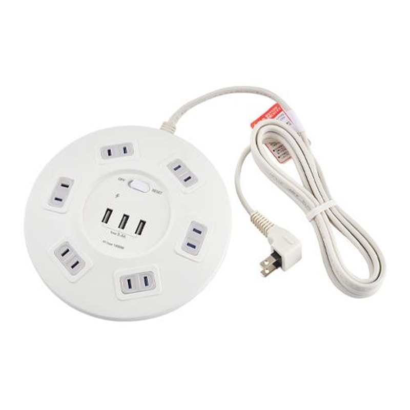 エスコ EA815GN-46A AC100V/14Ax2mタップ(6口/USBポート/雷サージ) 1個(ご注文単位1個)【直送品】