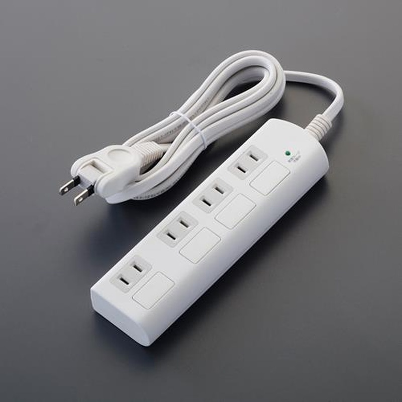 エスコ EA815GN-48 AC125V/15Ax2mタップ(4口/個別スイッチ/雷サージ) 1個(ご注文単位1個)【直送品】