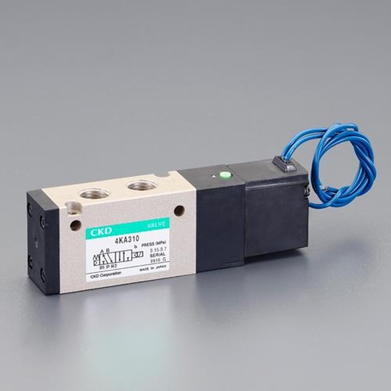 エスコ EA153HL-3 AC100V・Rc1/8”5方向電磁弁(ダイレクト配管) 1個(ご注文単位1個)【直送品】