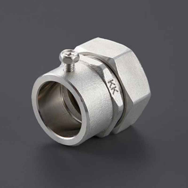 エスコ EA947SL-104 1/2”xE19ねじ無しコネクター(ストレート/薄鋼/ステンレス) 1個(ご注文単位1個)【直送品】