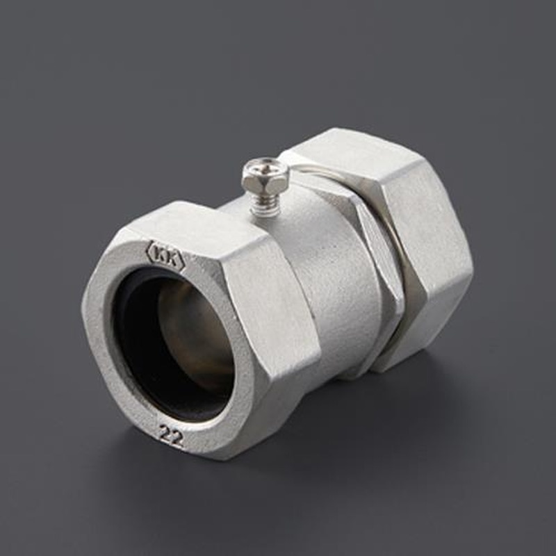 エスコ EA947SN-4 1/2”xG16ねじ無しコネクター(ストレート/厚鋼/ステンレス) 1個(ご注文単位1個)【直送品】