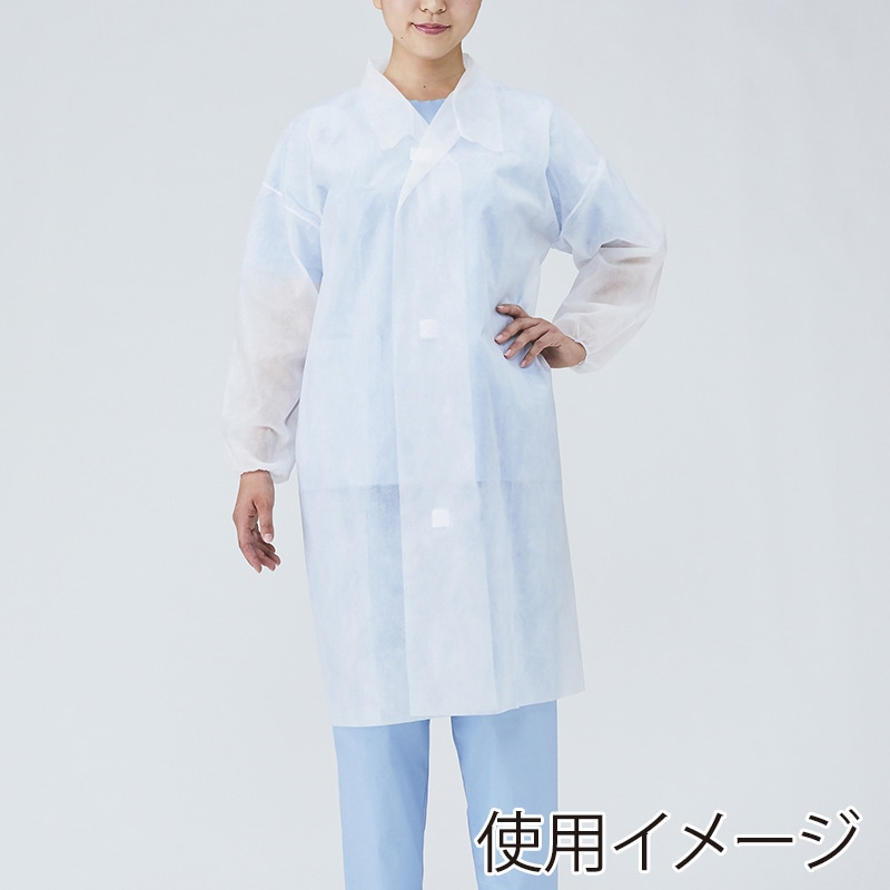 メディテックジャパン 不織布白衣 マジックテープ付 M DHM-M ホワイト 50枚/袋(ご注文単位2袋)【直送品】