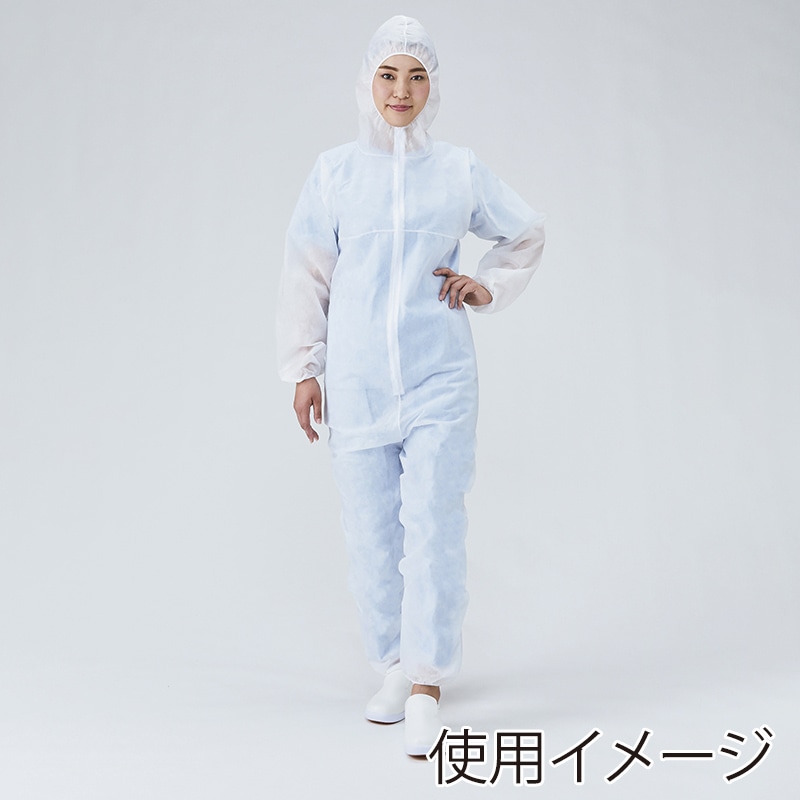 メディテックジャパン フード付 ジャンプスーツ M FJS-M ホワイト 50枚/袋(ご注文単位1袋)【直送品】