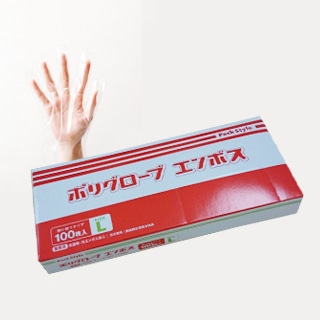 PS　使い捨て手袋　ポリグローブエンボス L  100枚/箱（ご注文単位60箱）【直送品】