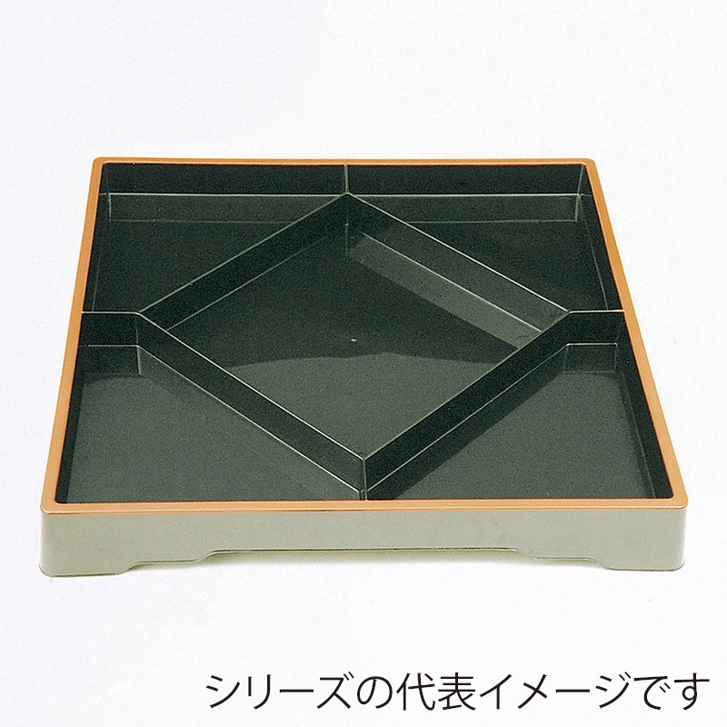 ニシキ 会席弁当容器 ひぜん フタセット 40 赤フチ 5枚/袋（ご注文単位4袋）【直送品】