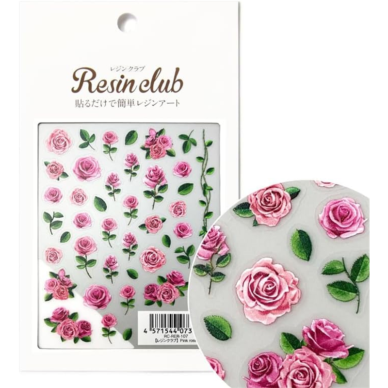 レジンクラブ(RESIN CLUB) レジン材料 『Pink rose 両面 RC-RER-107』 1枚（ご注文単位1枚）【直送品】