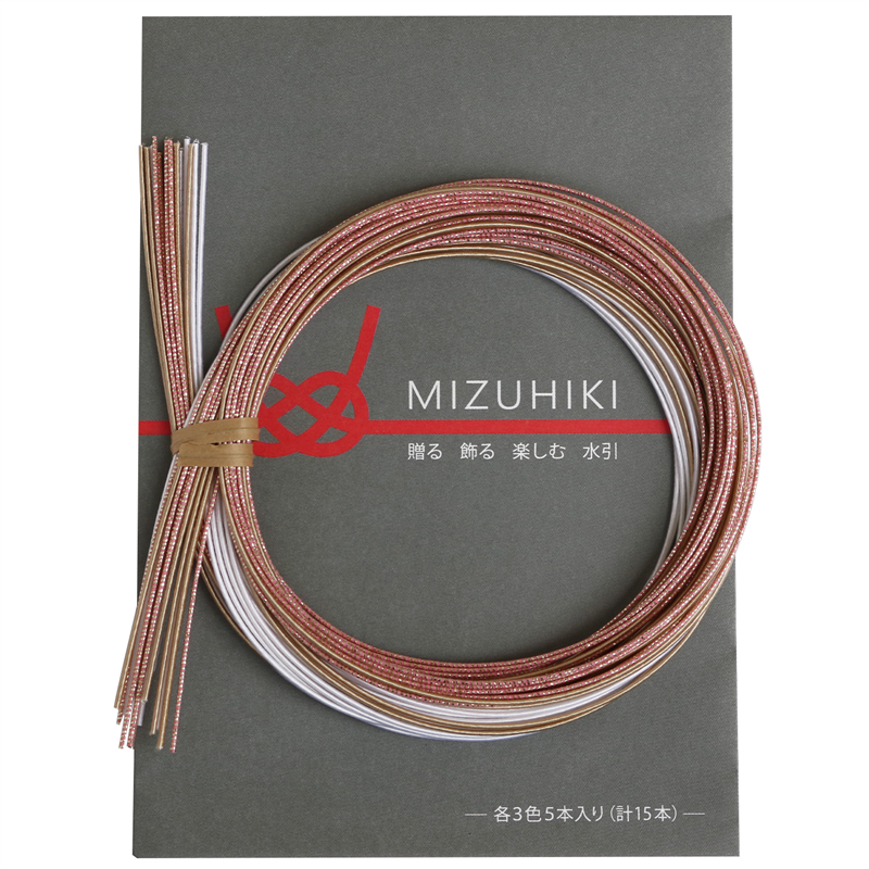 piece MIZUHIKI 水引アソートセット リーフレット付 3色各5本入 なごみ PHC-100-4 1袋（ご注文単位1袋）【直送品】
