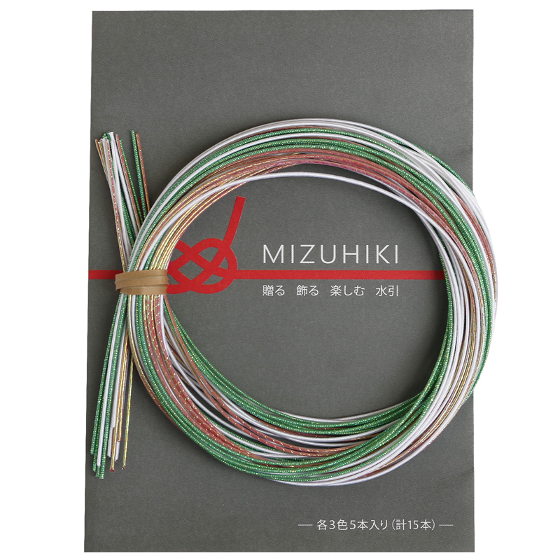 piece MIZUHIKI 水引アソートセット リーフレット付 3色各5本入 苺 PHC-100-7 1袋（ご注文単位1袋）【直送品】