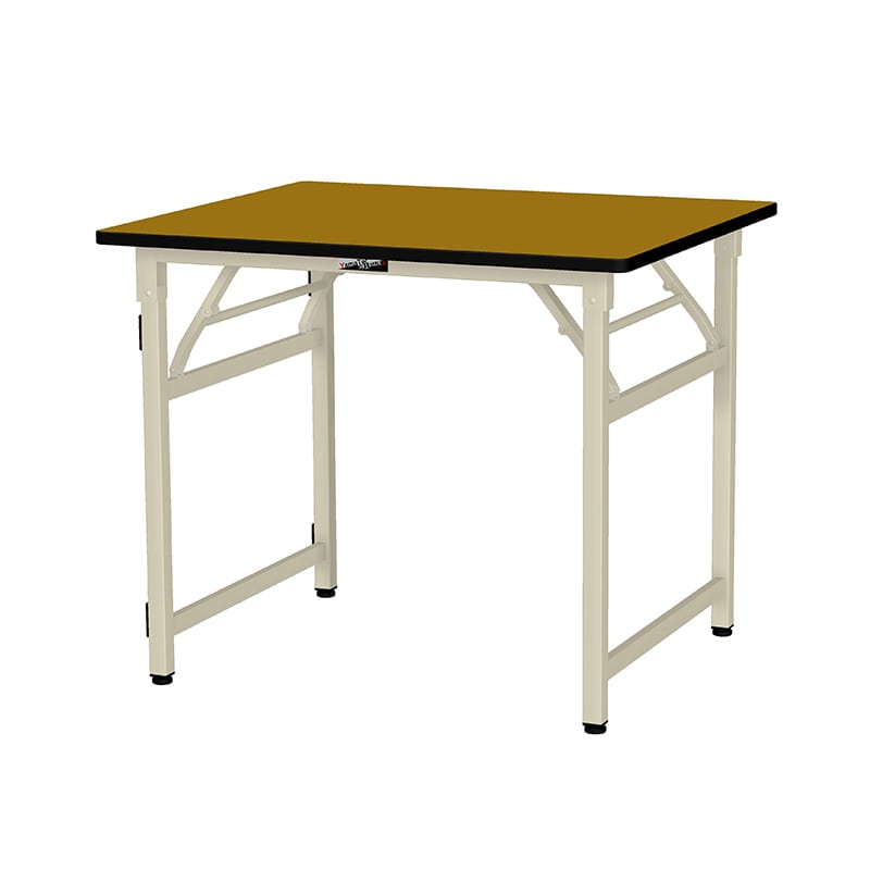 山金工業 ワークテーブル 折りタタミタイプ 固定式 ポリエステル天板20mm 木目柄 900×750×740 1台(ご注文単位1台)【直送品】