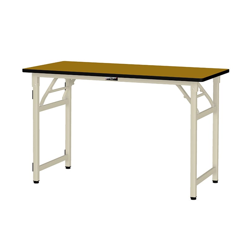 山金工業 ワークテーブル 折りタタミタイプ 固定式 ポリエステル天板20mm 木目柄 1200×600×740 1台(ご注文単位1台)【直送品】