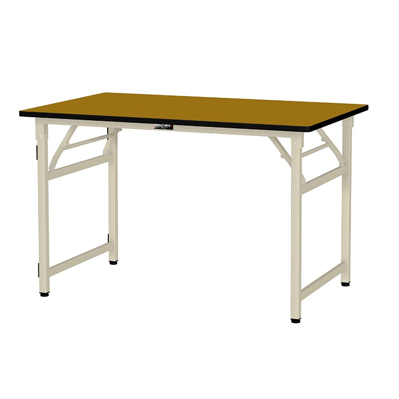 山金工業 ワークテーブル 折りタタミタイプ 固定式 ポリエステル天板20mm 木目柄 1200×750×740 1台(ご注文単位1台)【直送品】