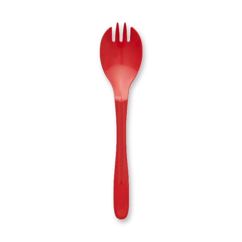 ホウケン産業 プラスチックフォークスプーン 16cm 個包装 レッド 100本/袋