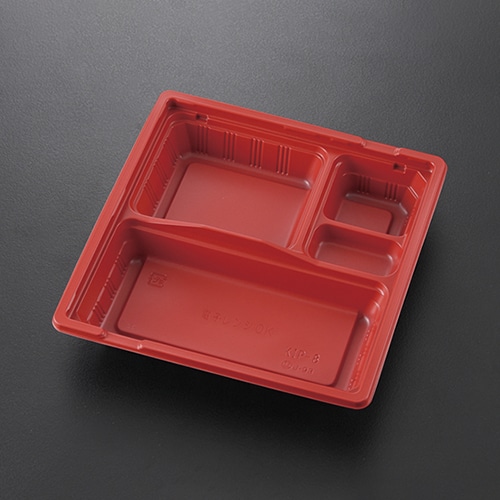 ケーピープラテック 弁当容器 KIP-8 フタセット 赤黒 50枚/袋(ご注文単位12袋)【直送品】