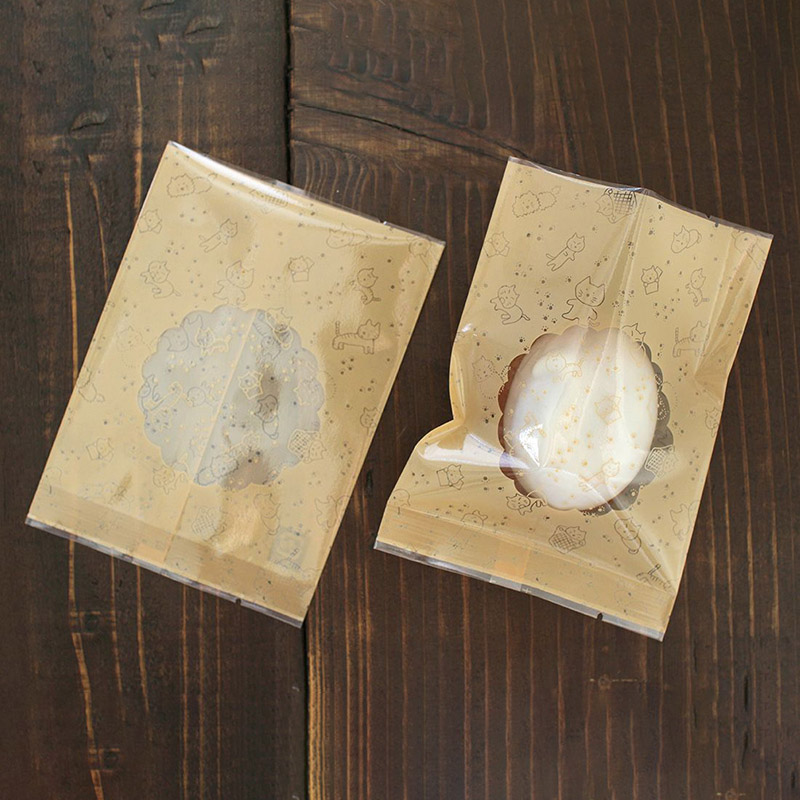 cotta 菓子袋 ネコ柄ー1 1184 茶 100枚/束(ご注文単位1束)【直送品】