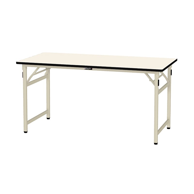 山金工業 ワークテーブル 折りタタミタイプ 固定式 ポリエステル天板20mm アイボリー 1500×750×740 1台(ご注文単位1台)【直送品】