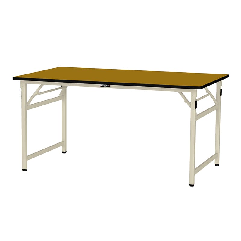 山金工業 ワークテーブル 折りタタミタイプ 固定式 ポリエステル天板20mm 木目柄 1500×900×740 1台(ご注文単位1台)【直送品】