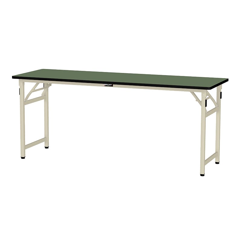 山金工業 ワークテーブル 折りタタミタイプ 固定式 塩ビシート天板22mm グリーン 1800×600×740 1台(ご注文単位1台)【直送品】