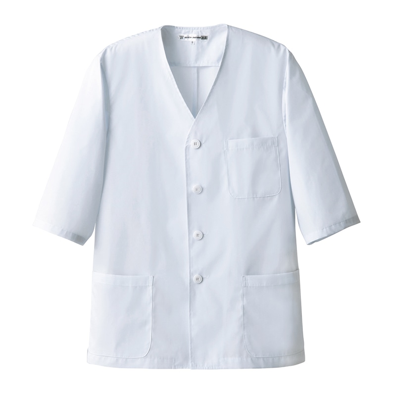 セブンユニフォーム 抗菌コート 男性用 7分袖 M ホワイト AA0321-8 1枚(ご注文単位1枚)【直送品】