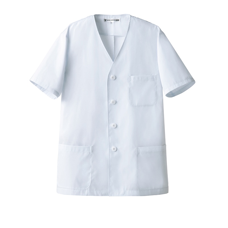 セブンユニフォーム 抗菌コート 男性用 半袖 M ホワイト AA0322-8 1枚(ご注文単位1枚)【直送品】