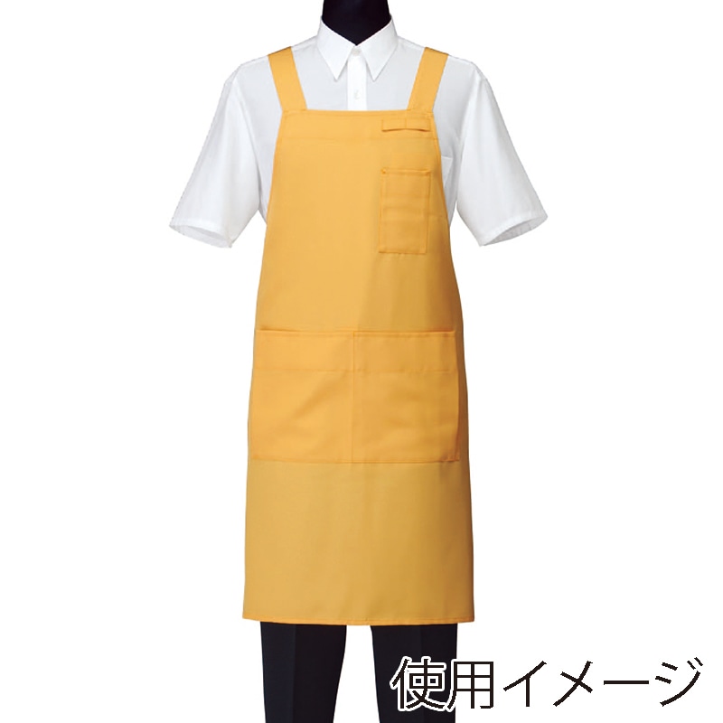 セブンユニフォーム 胸当エプロン 男女兼用 M イエロー CT2577-5 1枚(ご注文単位1枚)【直送品】