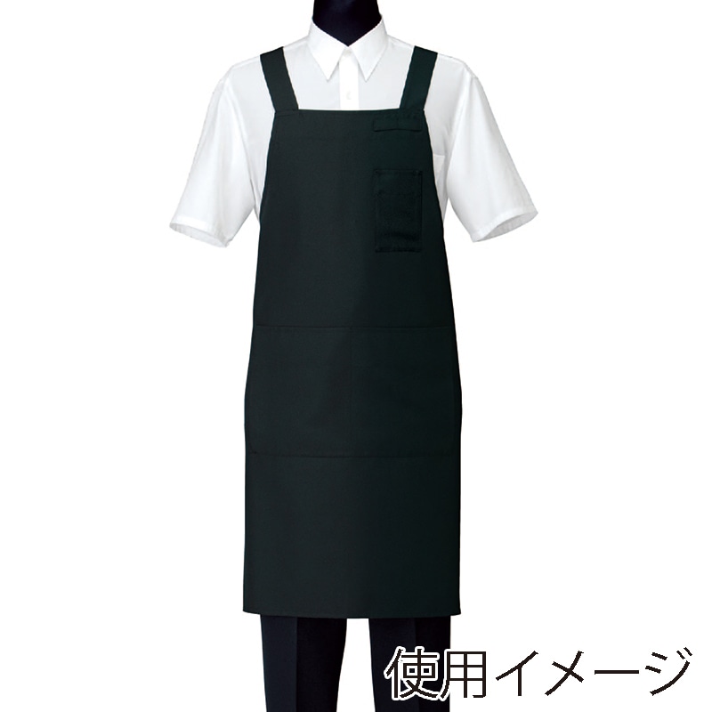 セブンユニフォーム 胸当エプロン 男女兼用 M ブラック CT2577-9 1枚(ご注文単位1枚)【直送品】