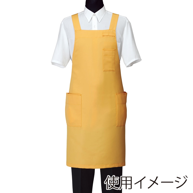 セブンユニフォーム 胸当てエプロン 男女兼用 M イエロー CT2566-5 1枚(ご注文単位1枚)【直送品】