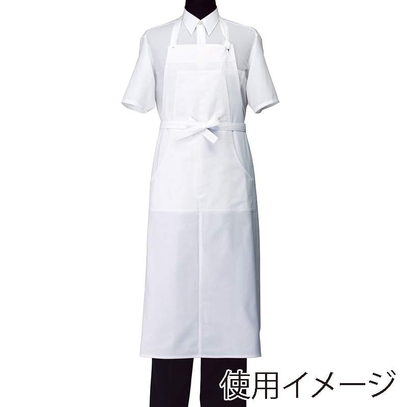 セブンユニフォーム 胸当エプロン 男女兼用 フリーサイズ ホワイト CT2393-0 1枚(ご注文単位1枚)【直送品】