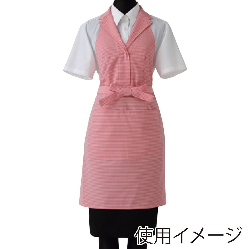 セブンユニフォーム テーラードカラーエプロンドレス 女性用 M ホワイト×レッド CS2344-2 1枚(ご注文単位1枚)【直送品】