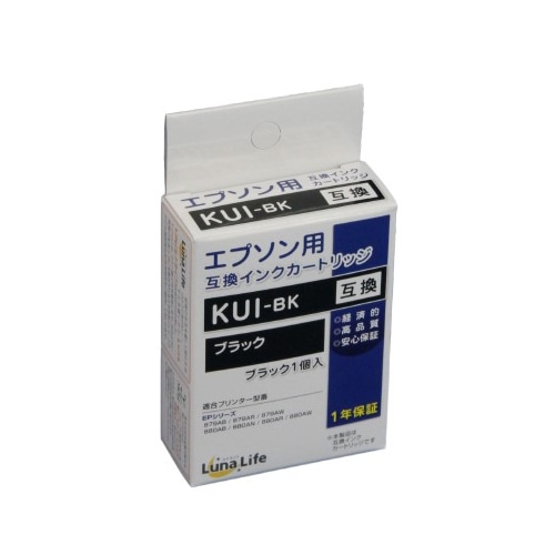 Mroom エプソン用互換インクカートリッジ　ルナライフ KUI　ブラック LN　EP　KUI-BK 1個（ご注文単位1個）【直送品】
