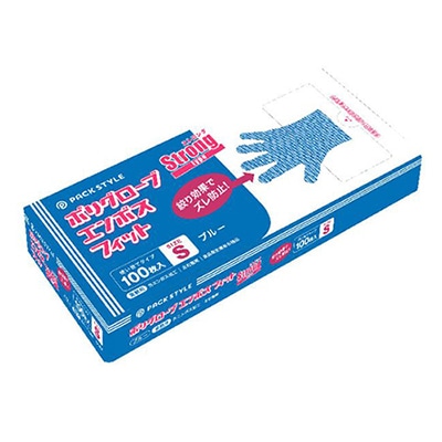 パックスタイル ポリ手袋　ストロングフィット　青　箱入 S　100枚入 00586244 100枚/箱（ご注文単位60箱）【直送品】
