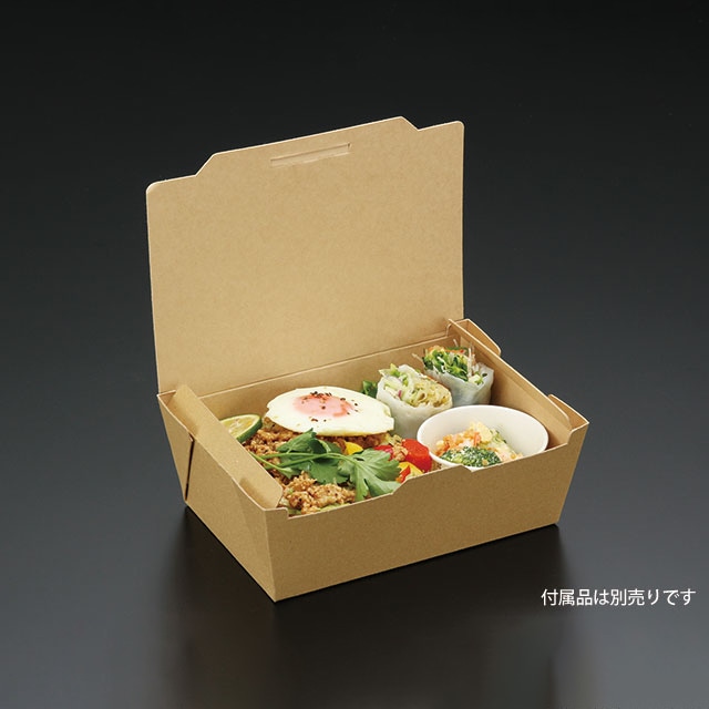 弁当容器 KMランチボックス M 未晒 25枚/袋(ご注文単位4袋)【直送品】