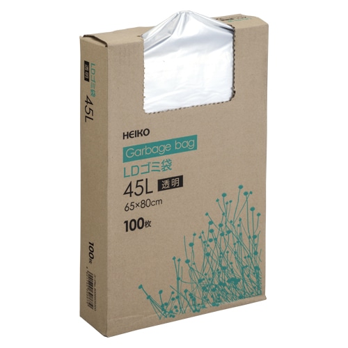 HEIKO ゴミ袋 LDゴミ袋 箱入 透明 45L 100枚/箱